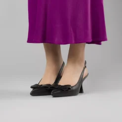 Décolleté da donna nere Lora Ferres con fiocco e tacco 7,5 cm