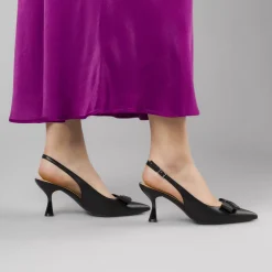 Décolleté da donna nere Lora Ferres con fiocco e tacco 7,5 cm