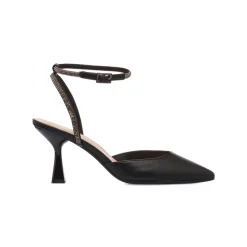 Décolleté gioiello nere da Donna con strass e tacco rocchetto 7 cm Lora Ferres