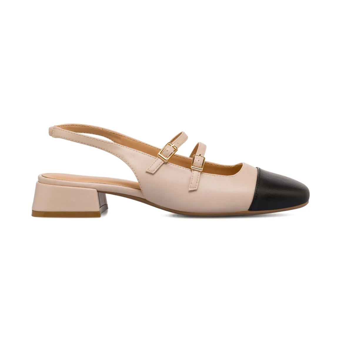 Décolleté Mary Jane beige da Donna con fibbie e tacco 3 cm Swish Jeans