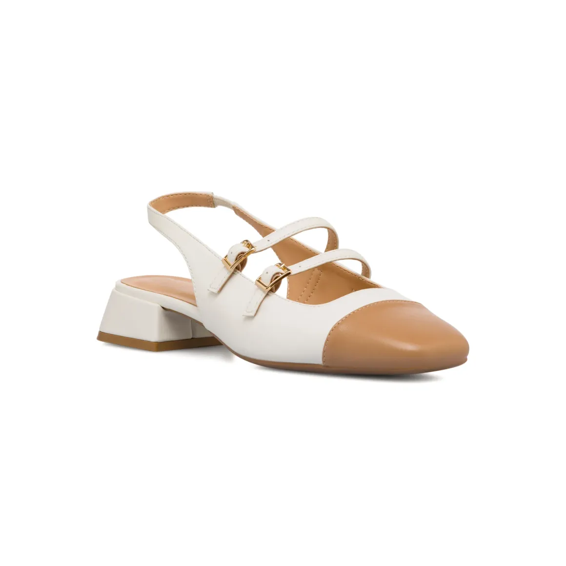 Décolleté Mary Jane bianche da Donna con fibbie e tacco 3 cm Swish Jeans