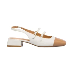 Décolleté Mary Jane bianche da Donna con fibbie e tacco 3 cm Swish Jeans
