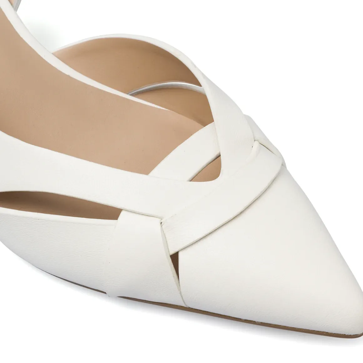 Décolleté slingabck da donna bianche con tacco 6,5 cm Lora Ferres