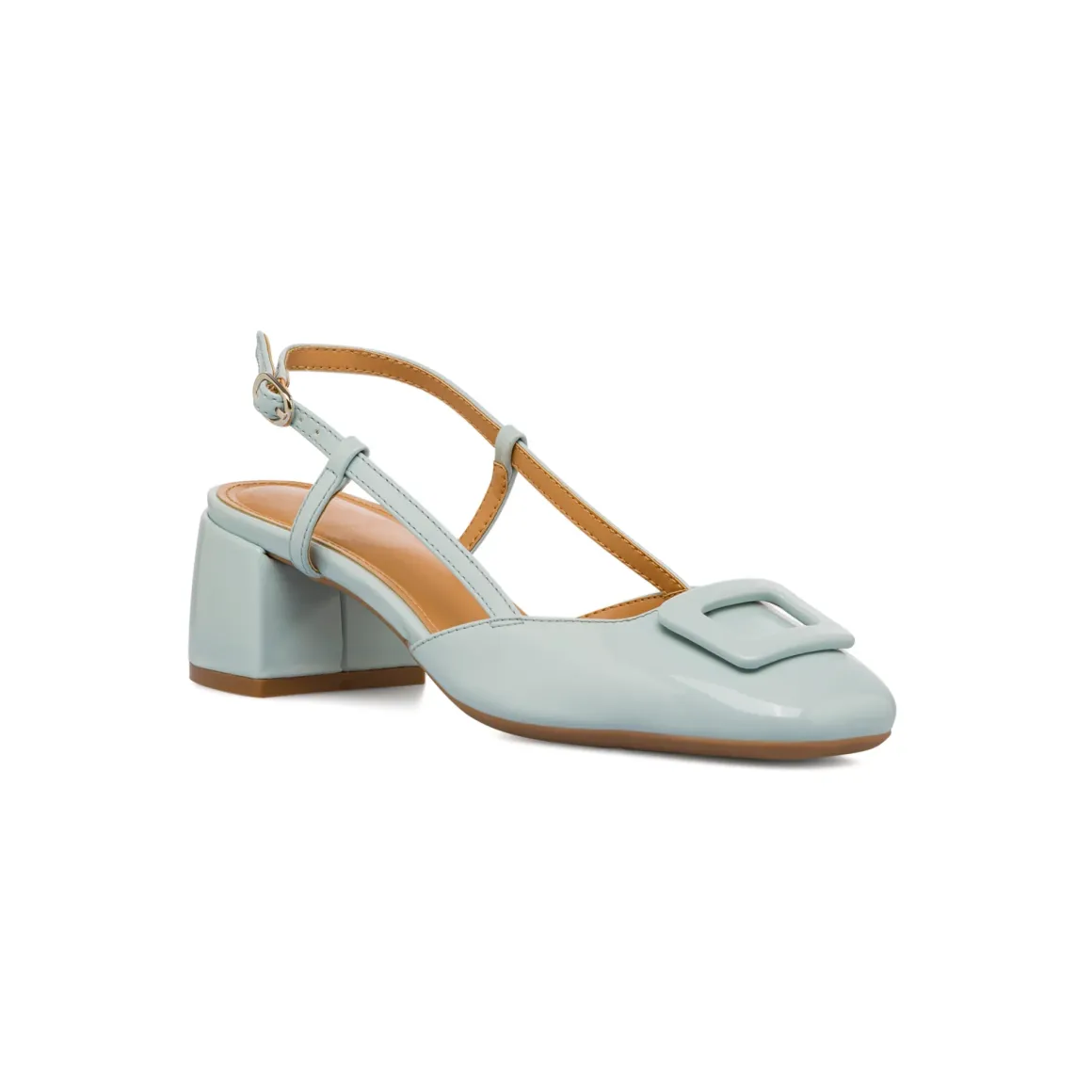 Décolleté slingback azzurre da Donna con fibbia e tacco 5 cm P Smart