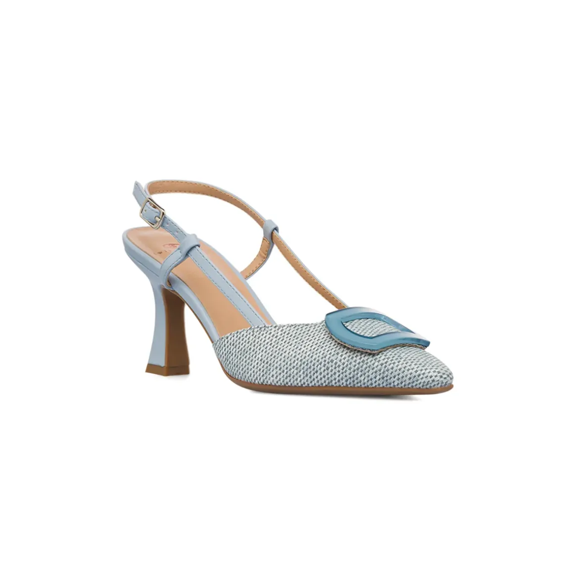 Décolleté slingback azzurre effetto rafia da Donna con fibbia e tacco 7,5 cm Swish Jeans