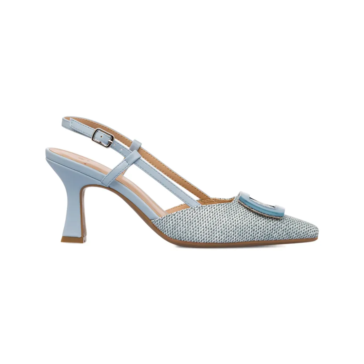 Décolleté slingback azzurre effetto rafia da Donna con fibbia e tacco 7,5 cm Swish Jeans