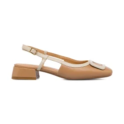 Décolleté slingback beige da Donna con fibbia in contrasto e tacco 3 cm Swish Jeans
