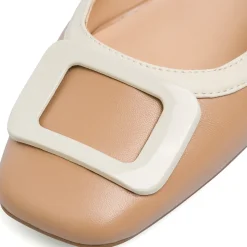 Décolleté slingback beige da Donna con fibbia in contrasto e tacco 3 cm Swish Jeans