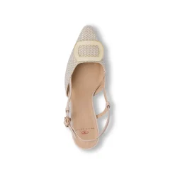 Décolleté slingback beige effetto rafia da Donna con fibbia e tacco 7,5 cm Swish Jeans