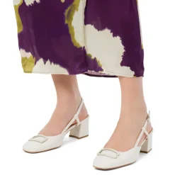 Décolleté slingback bianche da Donna con fibbia e tacco blocco 5,5 cm Swish Jeans