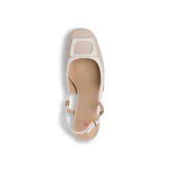 Décolleté slingback bianche da Donna con fibbia e tacco 7,5 cm Swish Jeans