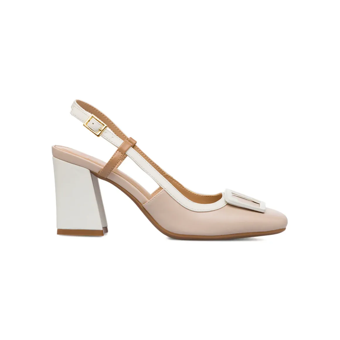 Décolleté slingback bianche da Donna con fibbia e tacco 7,5 cm Swish Jeans