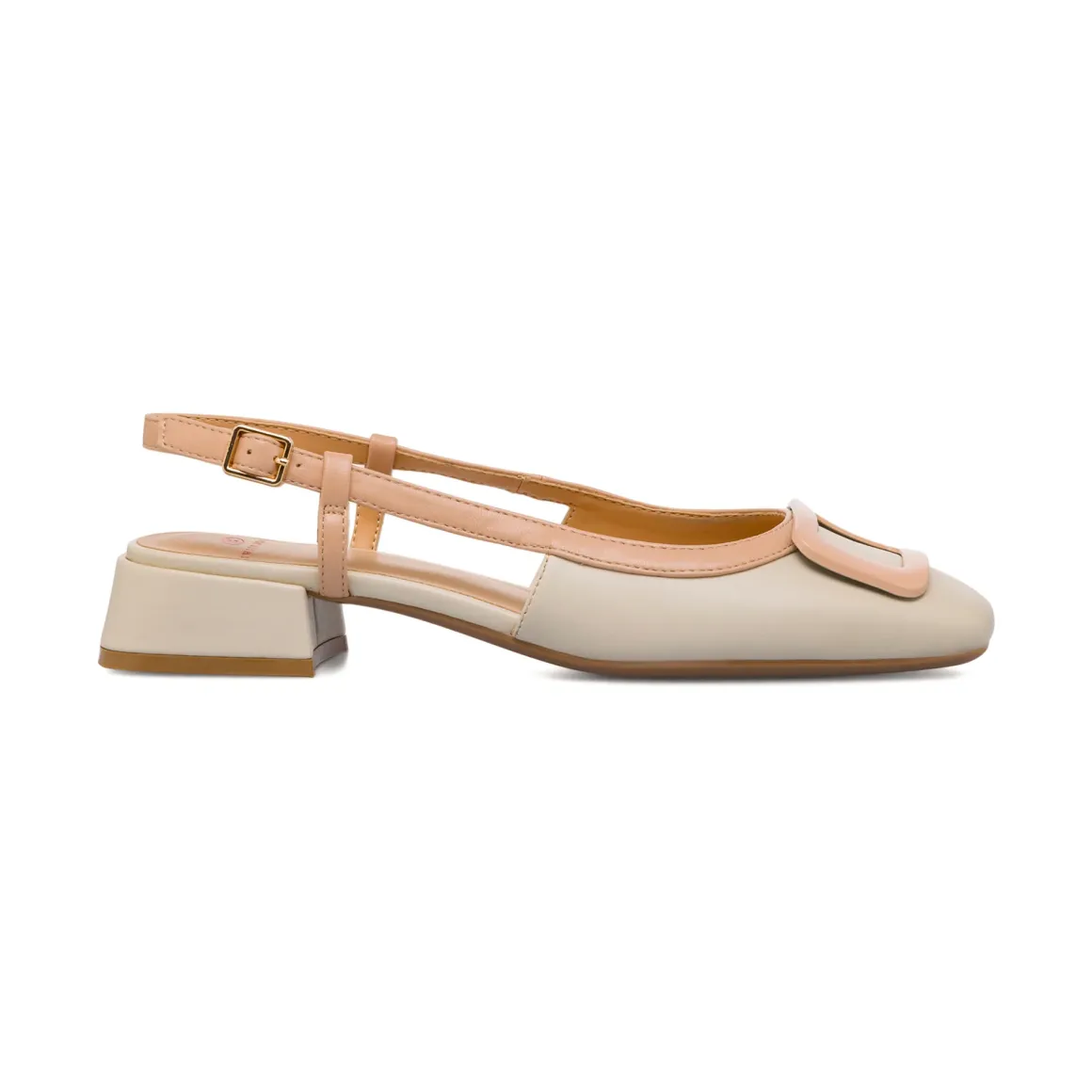 Décolleté slingback biancho off white da Donna con fibbia in contrasto e tacco 3 cm Swish Jeans