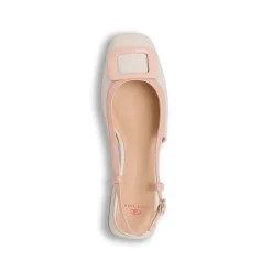 Décolleté slingback biancho off white da Donna con fibbia in contrasto e tacco 3 cm Swish Jeans