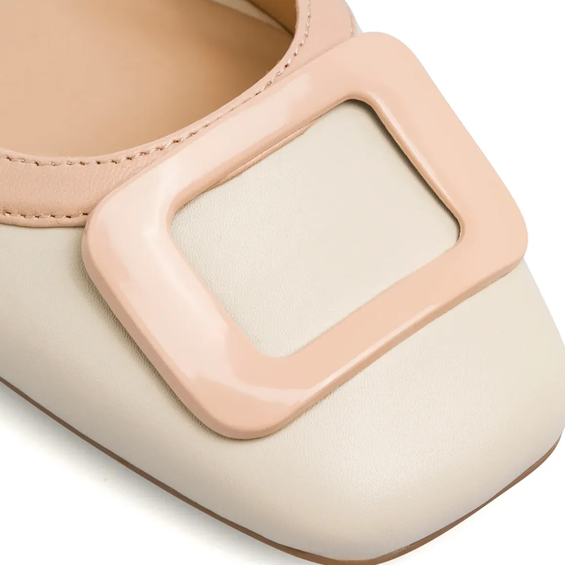 Décolleté slingback biancho off white da Donna con fibbia in contrasto e tacco 3 cm Swish Jeans