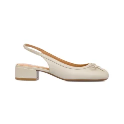 Décolleté slingback bianco off white da Donna con fiocco e tacco 3 cm Swish Jeans