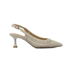 Décolleté slingback bianco off-white Donna con tacco 6 cm Lora Ferres