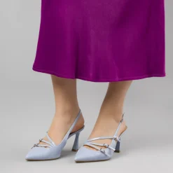 Décolleté slingback da donna azzurro lucido con tacco 8 cm Swish Jeans