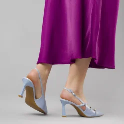 Décolleté slingback da donna azzurro lucido con tacco 8 cm Swish Jeans