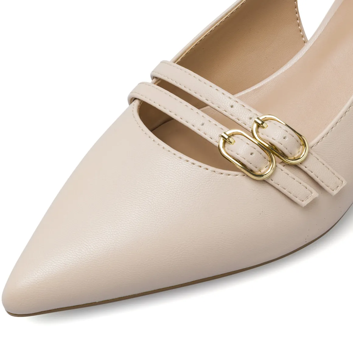 Décolleté slingback da donna beige Lora Ferres con fibbie e tacco 5,5