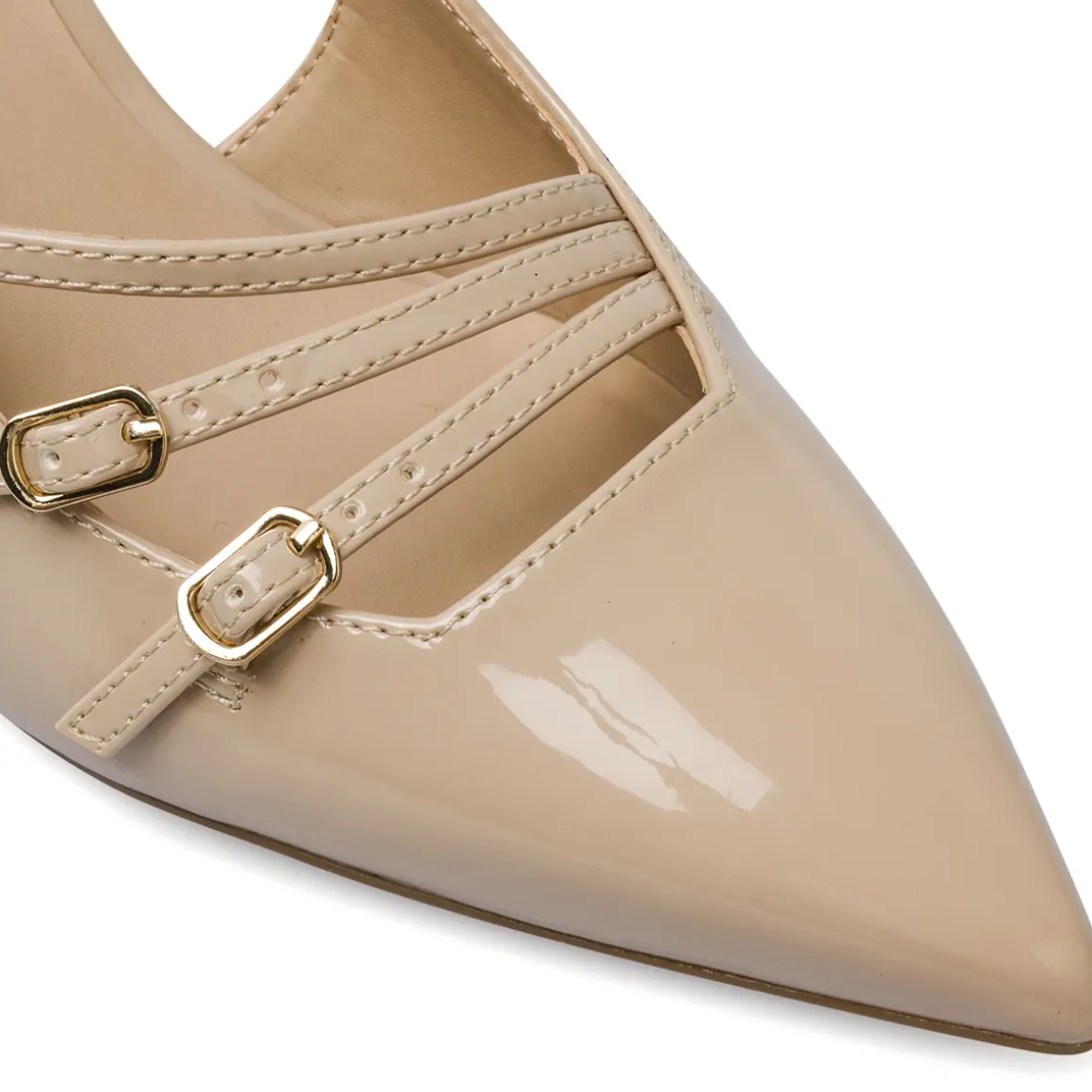 Décolleté slingback da donna beige lucido con tacco 8 cm Swish Jeans