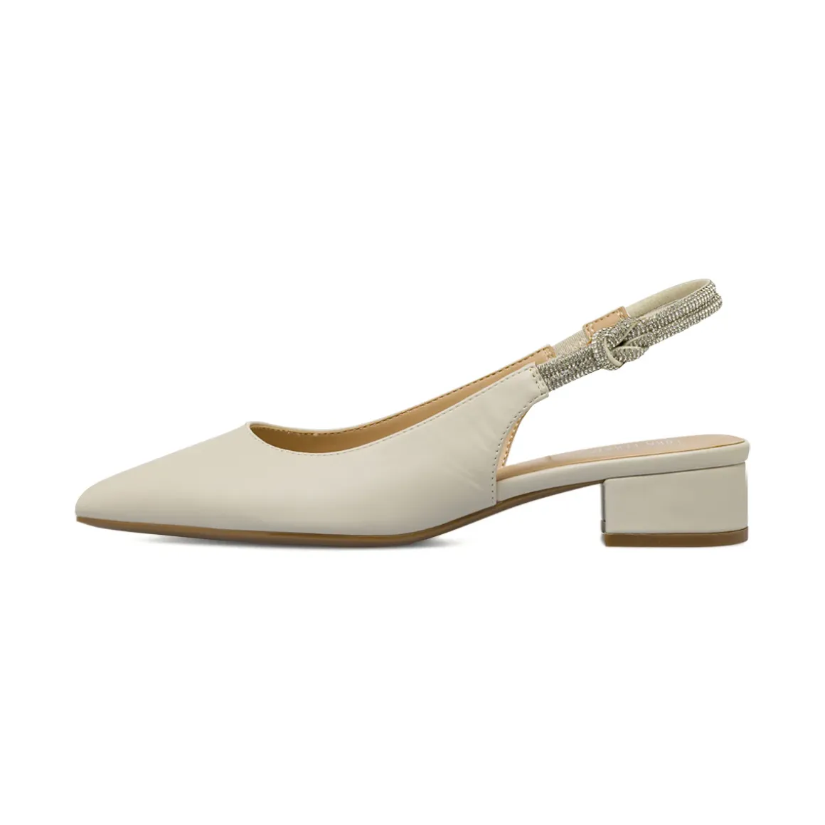 Décolleté Slingback da Donna bianche con punta e strass Lora Ferres