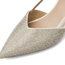 Décolleté slingback da donna bianche con strass e tacco 7,5 Lora Ferres