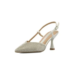 Décolleté slingback da donna bianche con strass e tacco 7,5 Lora Ferres