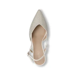 Décolleté slingback da donna bianche con strass e tacco 7,5 Lora Ferres