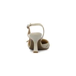 Décolleté Slingback da donna bianche con tacco rocchetto 7,5 cm Swish Jeans