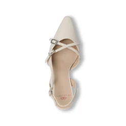 Décolleté Slingback da donna bianche con tacco rocchetto 7,5 cm Swish Jeans