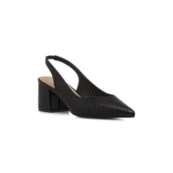 Décolleté slingback da donna nere traforate con tacco 6 cm Lora Ferres