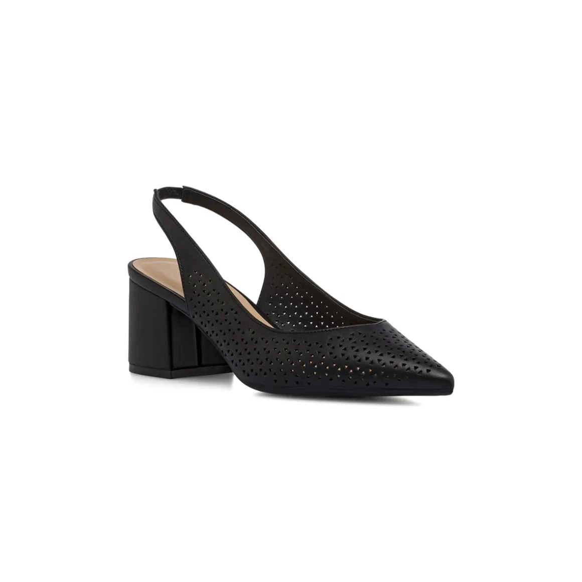Décolleté slingback da donna nere traforate con tacco 6 cm Lora Ferres