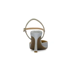 Décolleté slingback Donna Lora Ferres argento glitter con tacco 9,5 cm