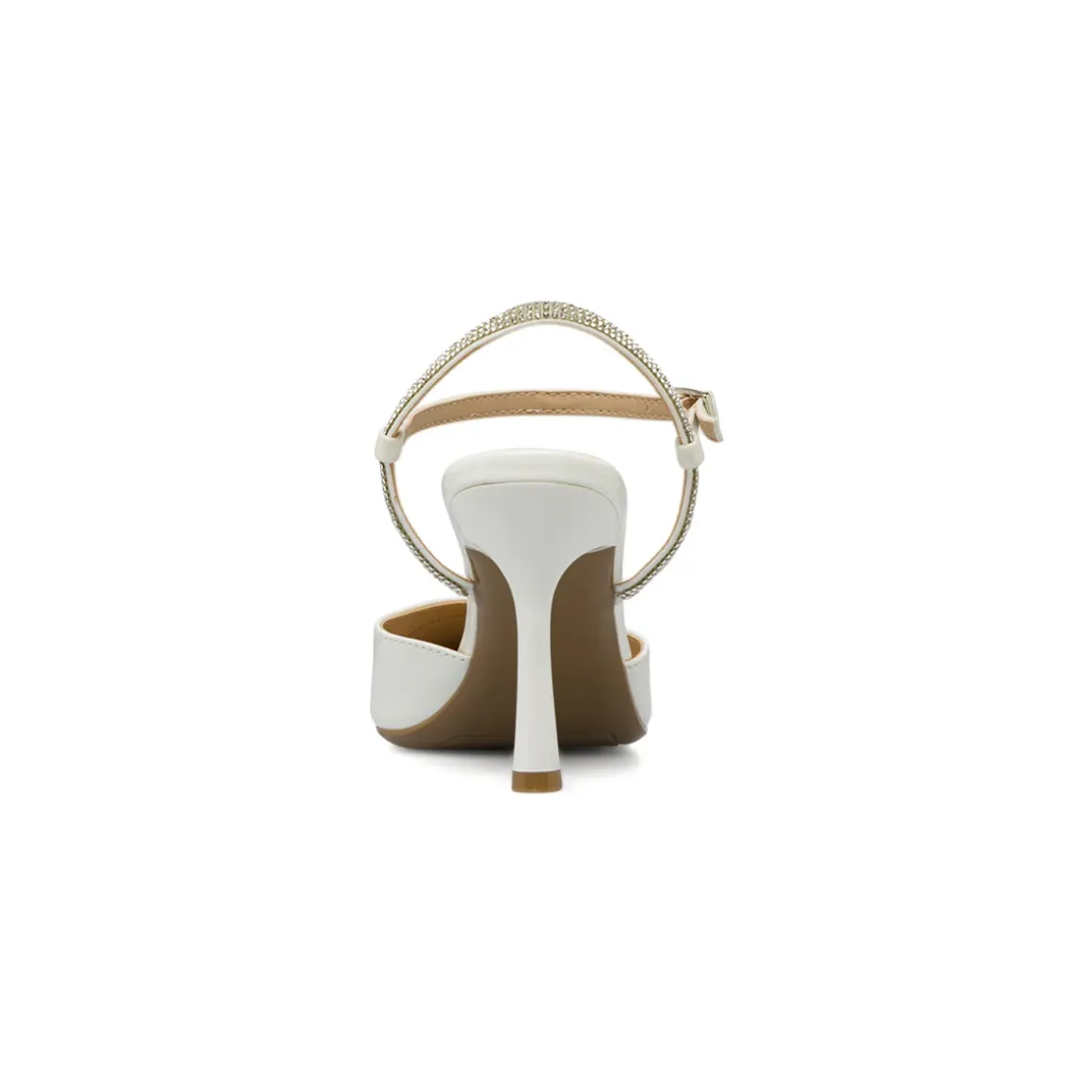 Décolleté slingback Donna Lora Ferres bianche con strass e tacco 9,5