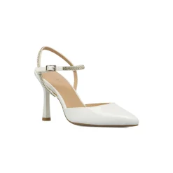 Décolleté slingback Donna Lora Ferres bianche con strass e tacco 9,5