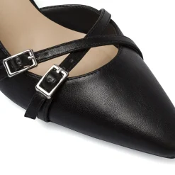 Décolleté slingback donna nere Swish Jeans con fibbie e tacco 7,5 cm