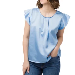 Elegante t-shirt effetto raso azzurro da Donna Swish Jeans