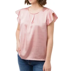 Elegante T-shirt effetto raso Rosa da Donna Swish Jeans