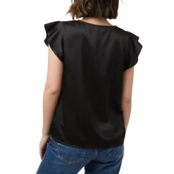Elegante T-shirt effetto raso Nera da Donna Swish Jeans