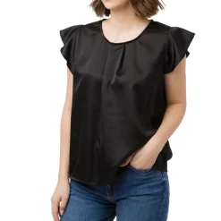 Elegante T-shirt effetto raso Nera da Donna Swish Jeans