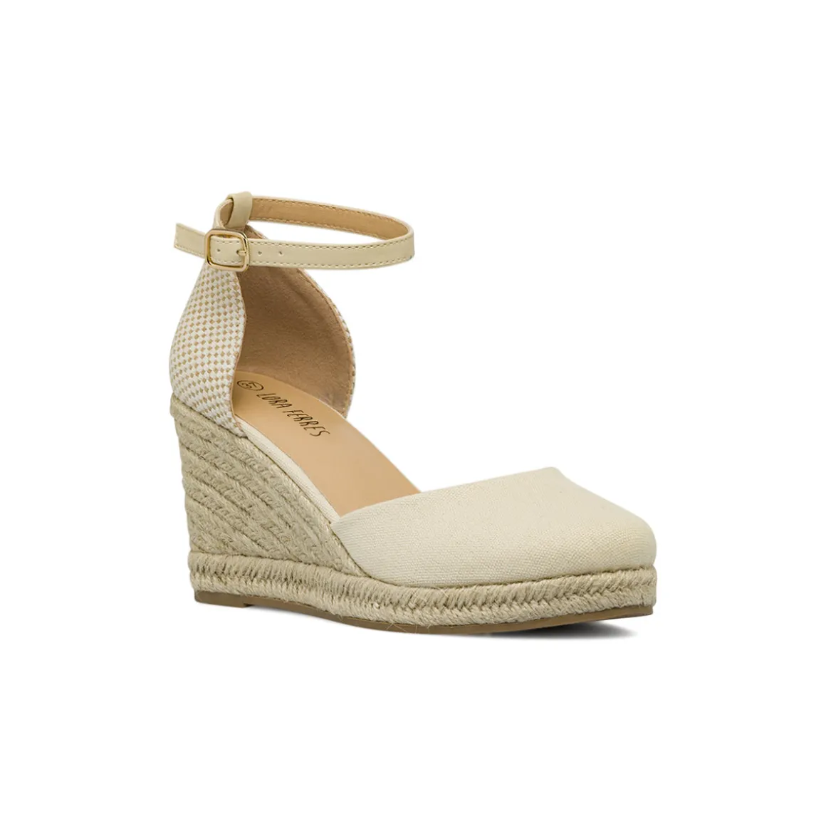 Espadrillas beige da Donna in tessuto con zeppa 8,5 cm Lora Ferres