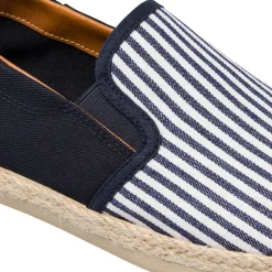 Espadrillas Uomo a righe blu e bianche con inserti in tessuto Riflessi Urbani