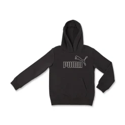 Felpa Bambina con cappuccio nera e logo frontale in strass Puma
