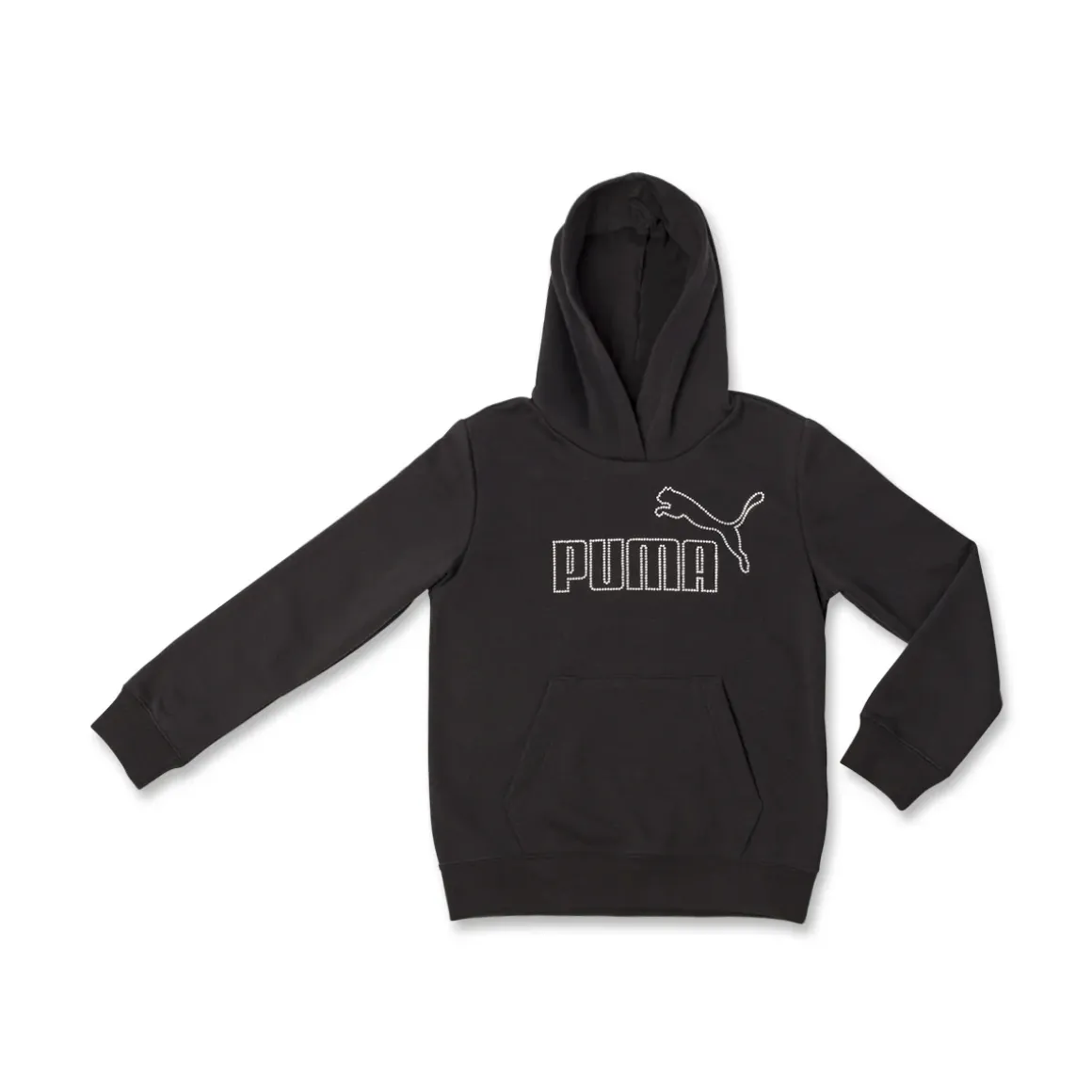 Felpa Bambina con cappuccio nera e logo frontale in strass Puma