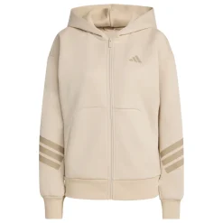 Felpa beige da Donna con cappuccio e iconiche 3 strisce adidas