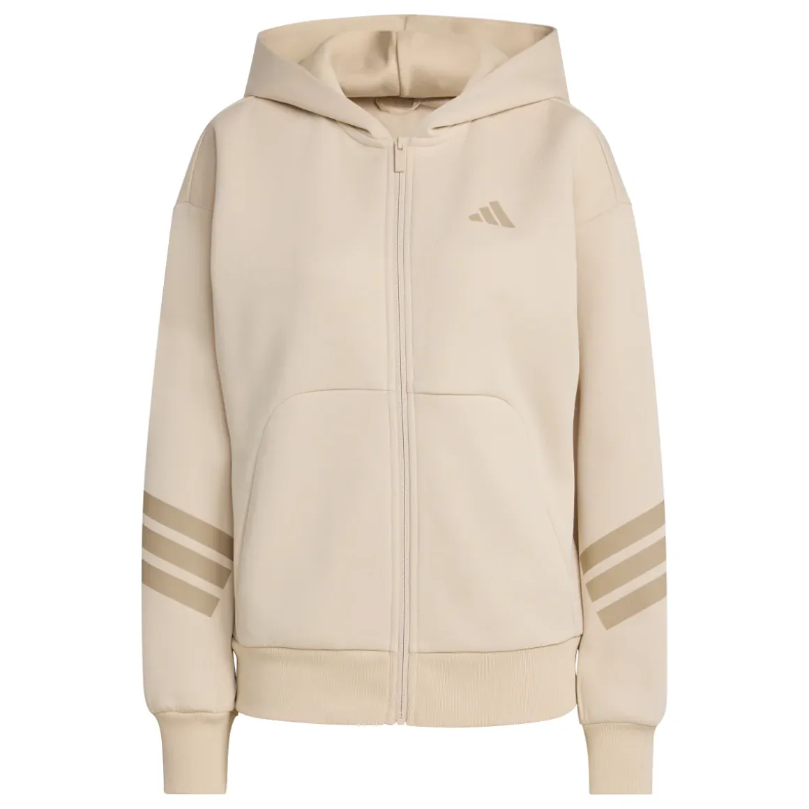 Felpa beige da Donna con cappuccio e iconiche 3 strisce adidas