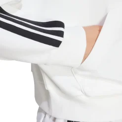 Felpa bianca da Donna con cappuccio e mezza zip adidas Essentials