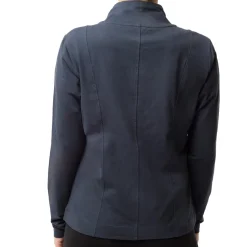 Felpa blu collo alto e zip da donna con logo argento Freddy