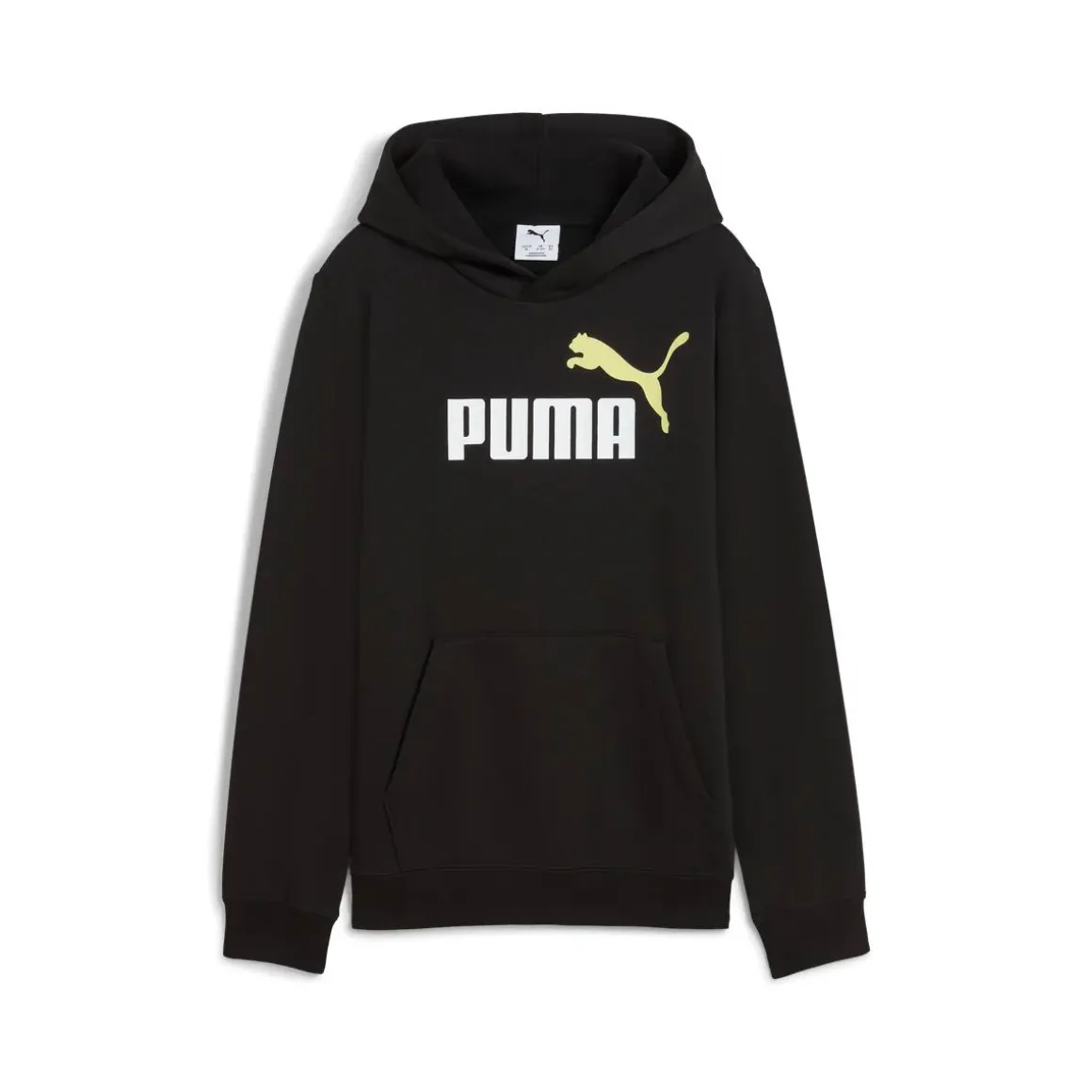 Felpa con cappuccio da Bambino nera con maxi logo giallo Puma